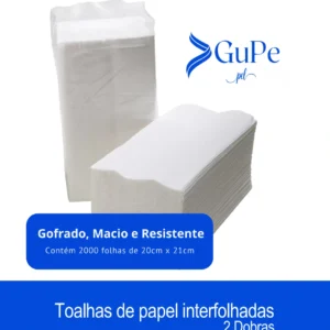 Papel Toalha Interfolhada 2 Dobras 20cm x 21cm Folha Dupla