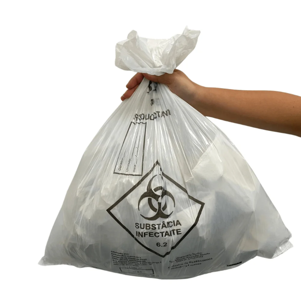 Saco de lixo hospitalar branco - Imagem 2